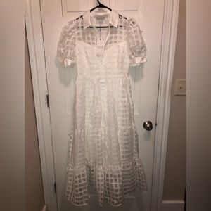 English Factory long white dress, puff sleeve